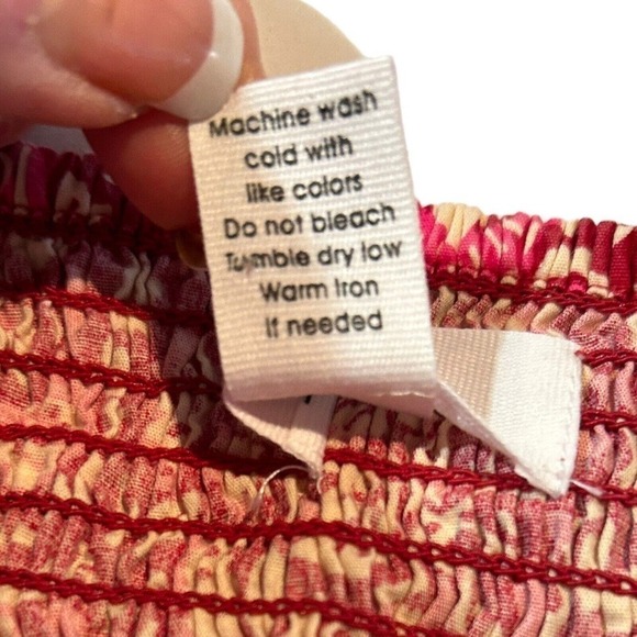 Japna India Red & Pink Floral Top 100% Cotton Size M Party Boho Barbie - Picture 10 of 13